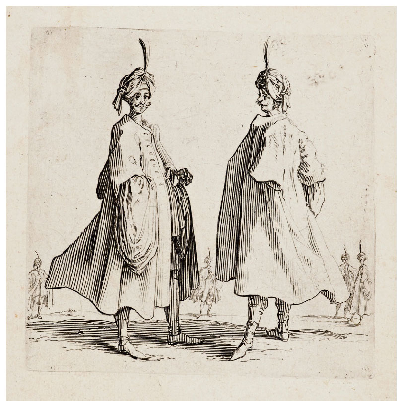 Jacques Callot (France, 1592–1635), Two Turkish Headdresses of a Turban with an Aigrette (Les Deux Turcs Coiffés d’un Turban Avec un Aigrette), 1621–24. Etching. Gift of Andrea Rothe and Jeanne McKee Rothe, 2015.43.13