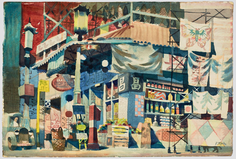 A painting of a town