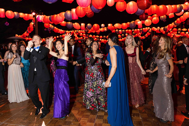 An image of a late night party at the Cantor outdoor area
