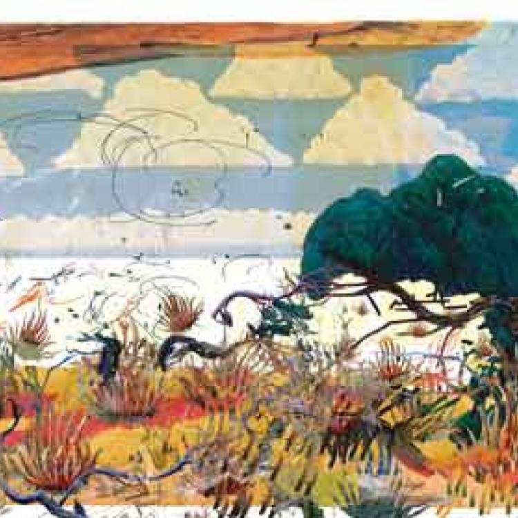 Petra Cortright (American, born in 1986), Hellscape Nº17, 2022. Digital painting on banner.