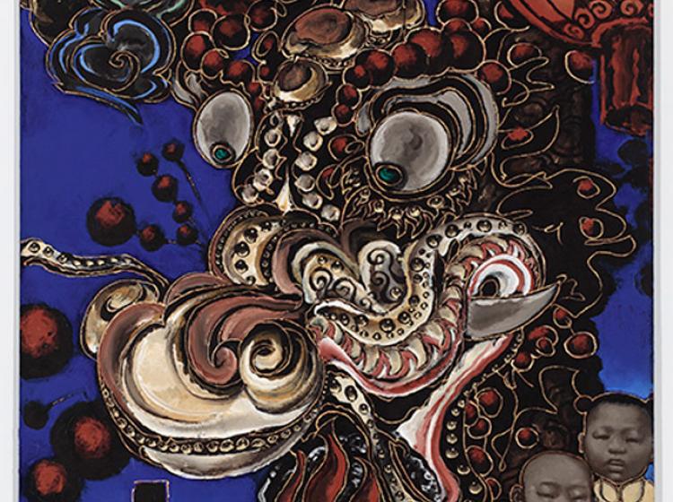 A painting of a chinese dragon