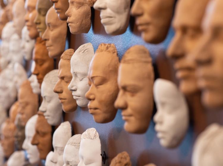 Installation view of “The Faces of Ruth Asawa” at the Cantor Arts Center at Stanford University. Photo by Andrew Brodhead.