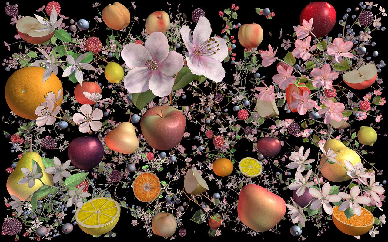 ⁠Jennifer Steinkamp (U.S.A., b.1958), Still-Life 1, 2016. Video installation. Courtesy the artist and Lehmann Maupin, New York, Hong Kong, and Seoul. L.20.1.2019