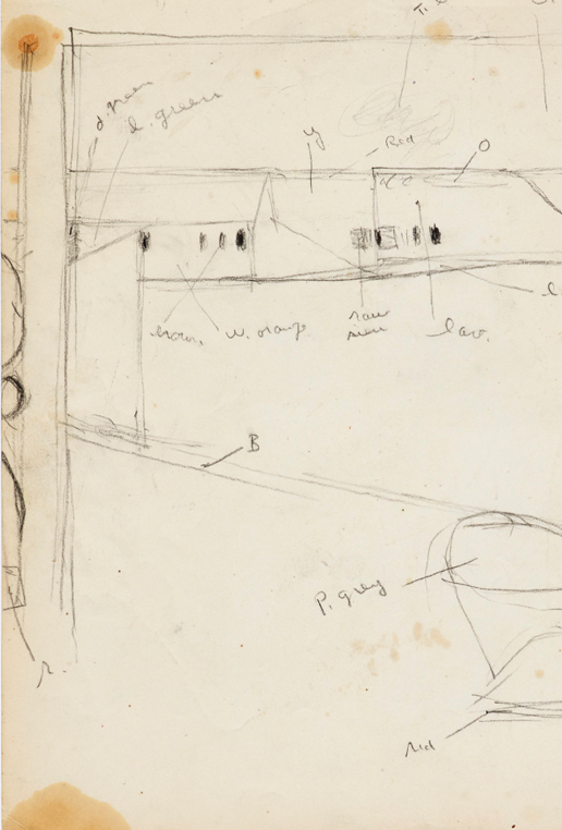 Richard Diebenkorn (U.S.A., 1922–1993), Drawing from Sketchbook # 15, 1943–93. Graphite on paper. © Richard Diebenkorn Foundation. Gift of Phyllis Diebenkorn, 2014.15.3