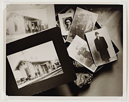 Wright Morris (U.S.A., 1910-1998), Old Photographs of Train Depot and Portraits, Nebraska, 1947. Gelatin silver print. Cantor Arts Center Collection, The Capital Group Foundation Photography Collection at Stanford University, 2019.46.35