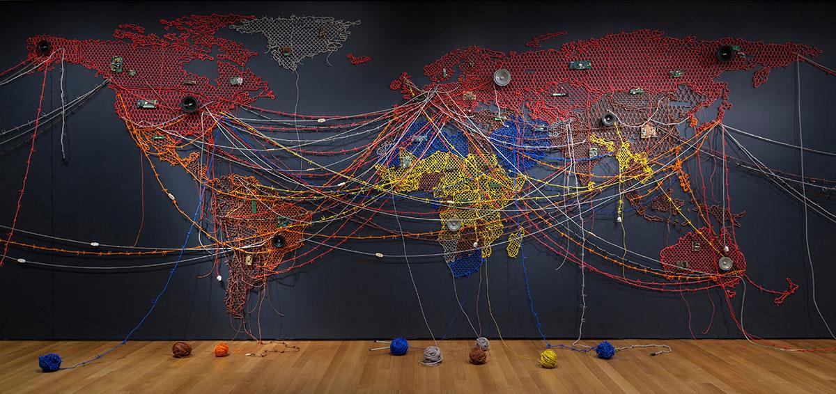 An image of Reena Kallat's artwork, Woven Chronicle.