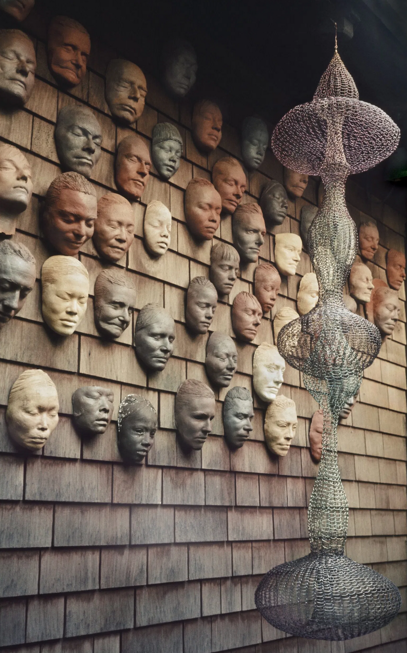 An image of Ruth Asawa's "Wall of Masks"