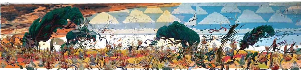 Petra Cortright (American, born in 1986), Hellscape Nº17, 2022. Digital painting on banner.
