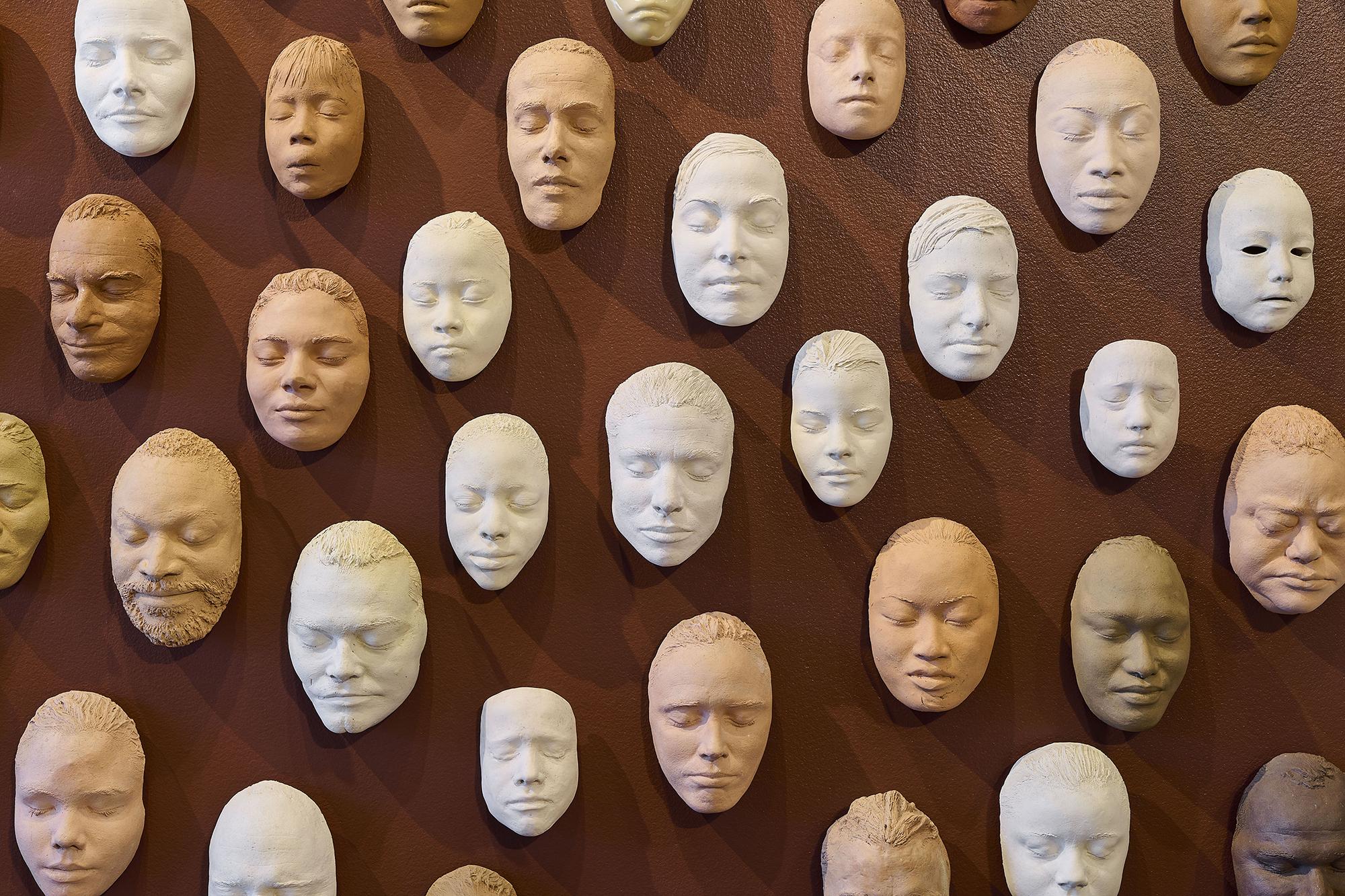masks on a wall