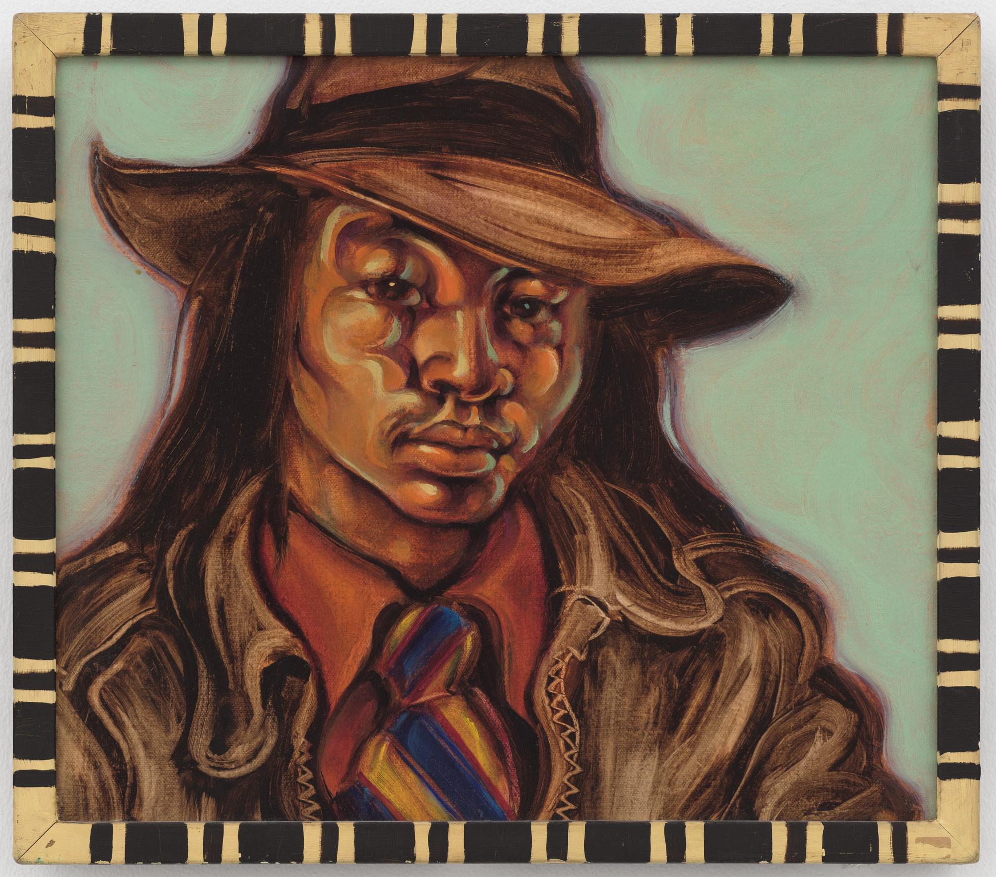 A portrait of an asian american man wearing a hat and suit