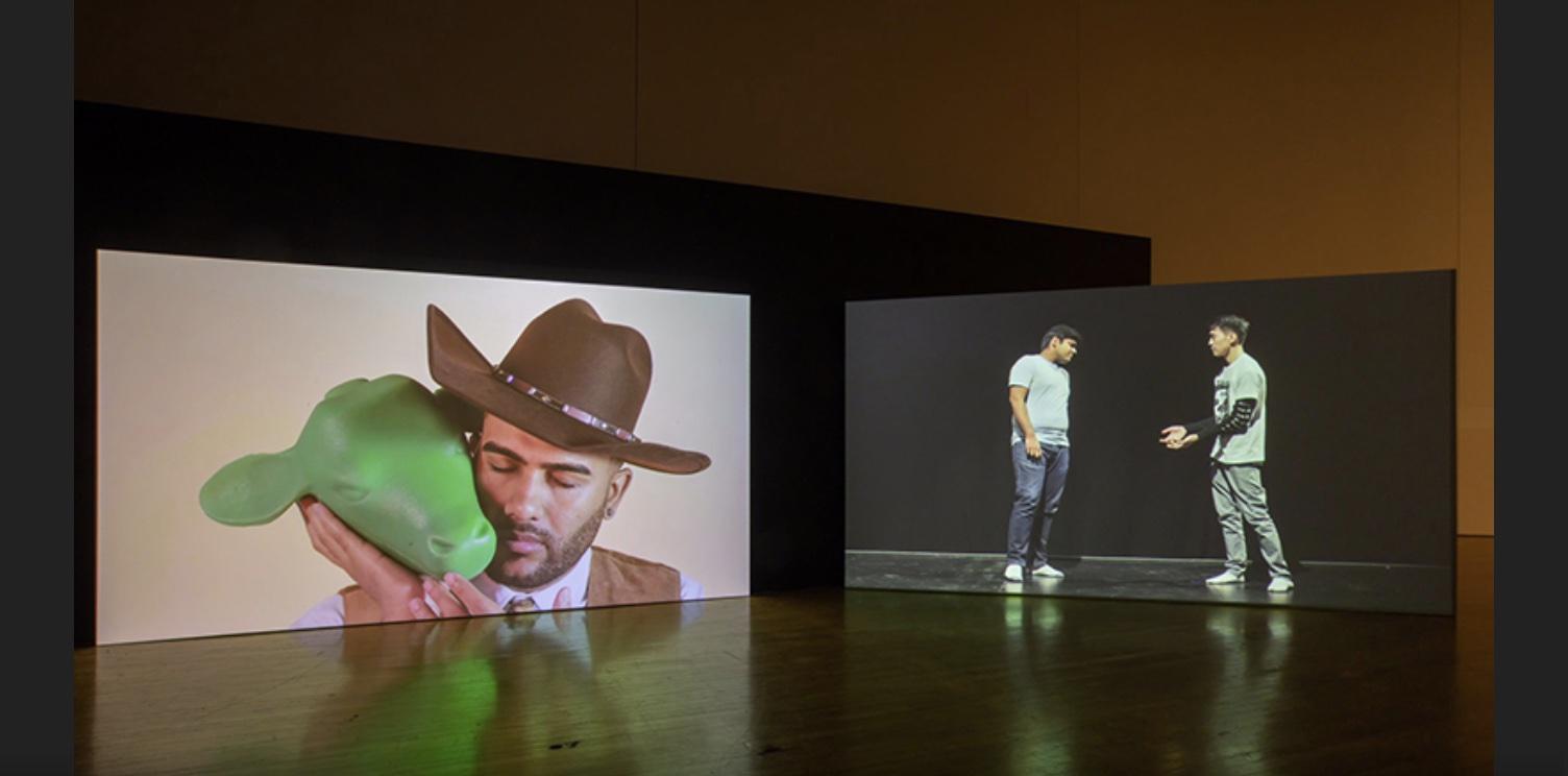 A Cantor in-gallery view of a recent art acquisition related to the Asian American Art Initiative